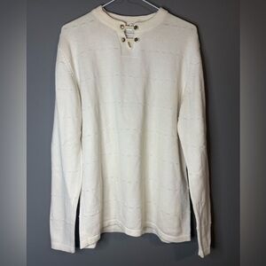 NXD size Large Elegant Cream Women's Sweater longe sleeve with clasps on neck